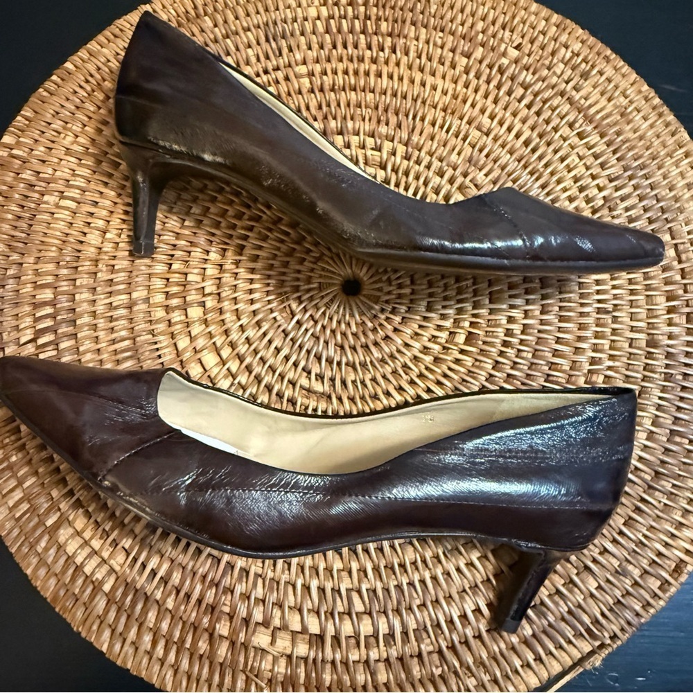 Vaneli Dark Brown Leather Heels - Picture 9 of 11
